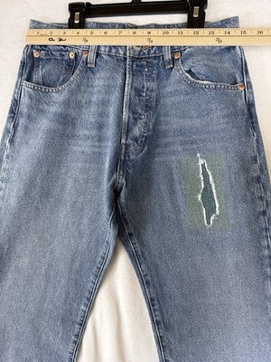 Levis 501 Skateboarding Jeans Mens Button Fly Strong 30x32 Blue Straight Leg