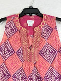 Sigrid Olsen Top Small Tunic Embroidered 100% Cotton Sleeveless Pink Boho Womens
