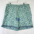 J Jill Love Linen Shorts Green Floral Pull On Womens