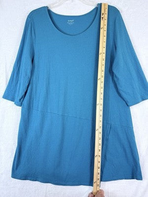 J Jill Pure Jill Wrap Tunic Tops XL Blue Womens Knit Short Sleeve