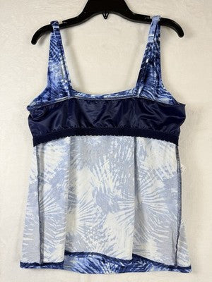 Lands End Tankini Top 12 Underwire Square Neck Rash Guard Swim Lot Blue
