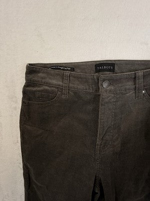 Talbots Corduroy Straight Leg Pants 4 Petite Gray Womens 4P Cotton Stretch