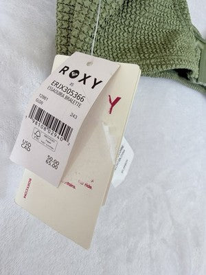 Roxy Bikini Top XS Womens Green Bralette Swim Swimwear New NWT