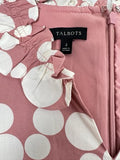 Talbots Dress 2 Ruffle Neck Poplin Sleeveless Shift Dress Pink White Dots Womens