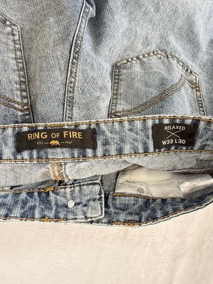 Ring Of Fire Jeans Mens 33x30 Relaxed Denim