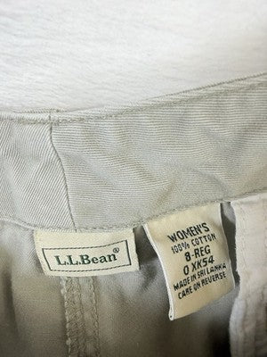 LL Bean Womens 8 Khaki Pants Tan Beige Vintage 90s High Rise 100% Cotton