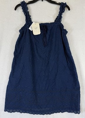 Gap × DÔEN Eyelet Shift Mini Dress Small Women Blue Sleeveless Short Doen New