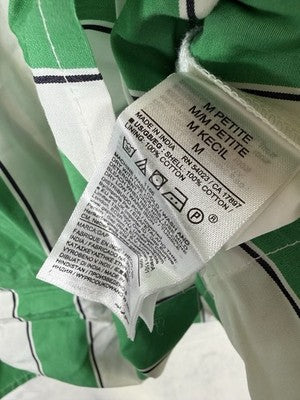 Gap Mini Dress Medium Petite Cotton Poplin Sleeveless Women Green Striped New