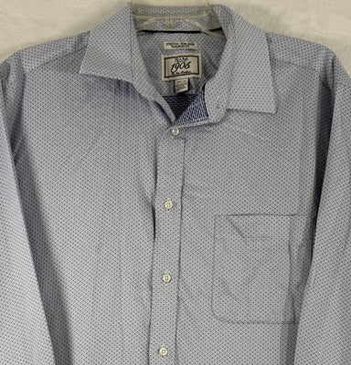 Jos A Bank 1905 Shirt 16.5 33 Blue Long Sleeve Non Iron Stretch Button Down