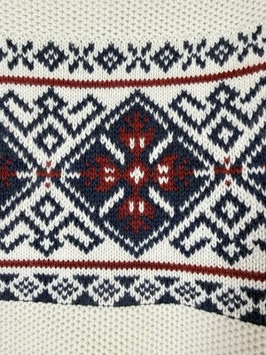Izod Sweater Men Medium 1/4 Zip Fair Isle 100% Cotton Long Sweater
