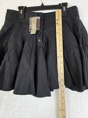 J Crew Mini Skirt 4 100% Linen Black Flare Ruffled Womens New NWT