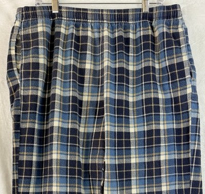 LL Bean Flannel Pajama Pants Large Tall Mens Blue Plaid