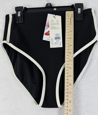 Calia Swim Bottom Small Black High Rise Tipped Womens Tankini Swimwear New NWT