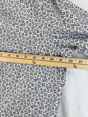 Lands End No Iron Supima Shirt 14 Petite Womens 14P Gray Print Button Up Top