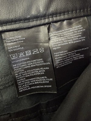 H&M Divided Faux Leather Pants 2 Straight Leg Womens H And M HM