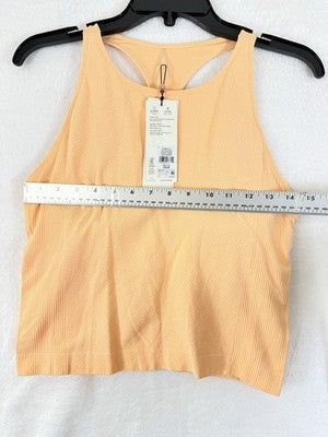 Calia Top XL High Neck Built In Bra Tank Workout Gym Shirt Womens Orange New NWT
