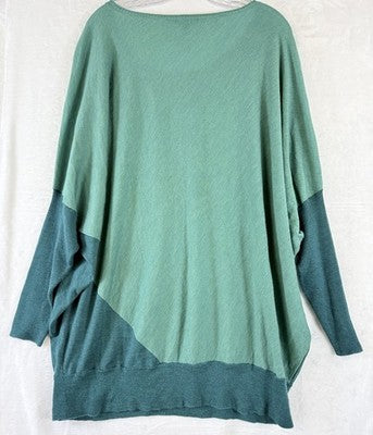 Eileen Fisher Sweater 3X Womens Blue Green Tunic Tops Knit  100% Merino Wool