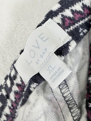 Love By Gap Pajama Pants XL Flannel Bottoms New Womens Pjs Fair Isle Blue NWT