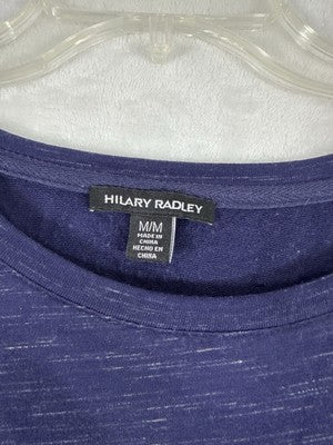 Hilary Radley Dress Medium French Terry Knit 3/4 Sleeve Space Blue Print