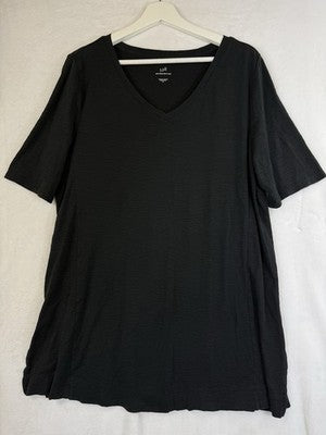 J Jill Top XL Pima Short Sleeve V Neck Tee Black Womens