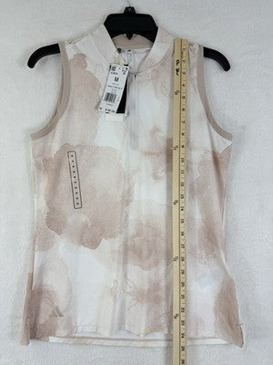 Adidas Womens Golf Polo Ultimate365 Medium Shirt Sleeveless Taupe Pink New NWT
