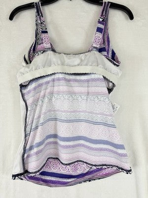 Lands End Tankini Top 10 10D Sweetheart Wrap Underwire Womens Swim Purple
