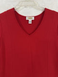 Vintage Talbots Dress Small Red Ponte Knit 3/4 Sleeve Midi Stretch Womens