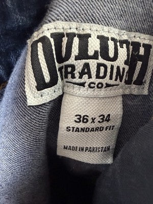 Duluth Trading Co 40 Grit Flex Relaxed Fit Dark Wash Denim Work Jeans 36x34 Men