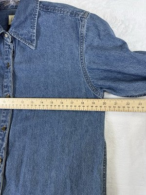 Vintage Gap Denim Shirt Womens Small 90s Blue Long Sleeve Jean Metal Buttons
