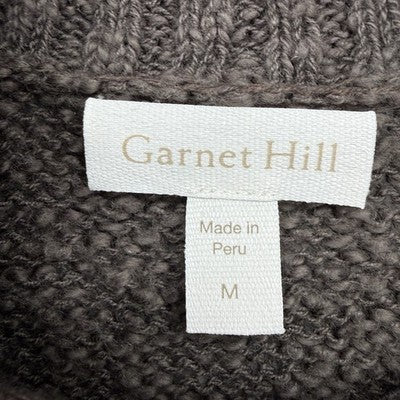 Garnet Hill Alpaca Wool Sweater Medium Fair Isle Brown Womens Tops 1/4 Zip