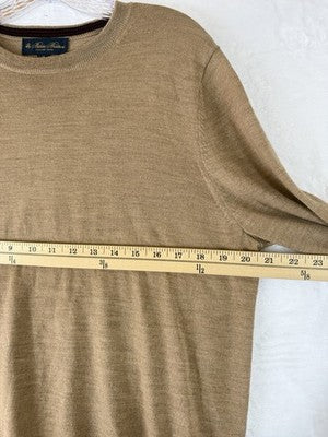 Brooks Brothers Italian Yarn Sweater Merino Wool Medium Mens Camel Beige
