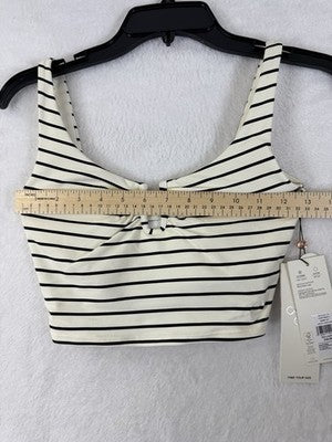 Calia Swim Top XS Longline Bikini Black Ivory Striped U Bar Womens