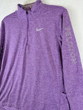 Nike X Peloton 1/2 Zip Running Top Large Purple Dri Fit Pocket Thumb Holes