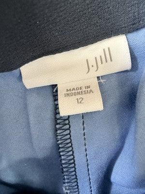 J Jill Pants 12 Blue Floral Print Cotton Stretch Pull On