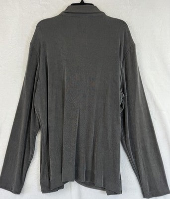 Chicos Travelers Size 3 Jacket Gray Top Button Long Sleeve Made In USA XL Womens