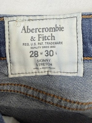 Abercrombie Fitch Jeans 28x30 Mens Skinny Stretch Blue Denim