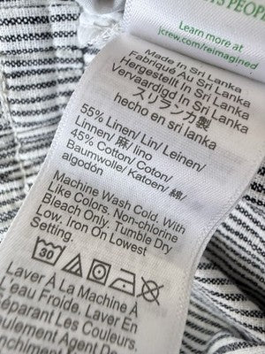 J Crew Linen Pants 16 Black White Striped Pull On Womens
