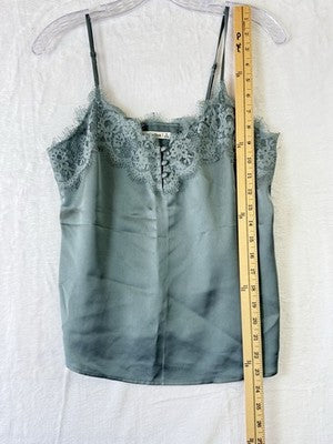 Abercrombie Fitch Satin Camisole Small Green Womens Tops Cami Lace Trim Sleevele