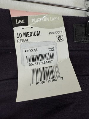 Lee Jeans Womens 10 Medium Straight Leg Purple Platinum Label Classic Fit NEW