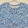 Talbots Tee 2X Petite Short Sleeve Pocket Top Blue Print Womens Plus Size 2XP