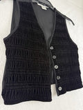Vintage 90s Womens Small Black Velvet Vest Ruched The Limited Whimsy Goth