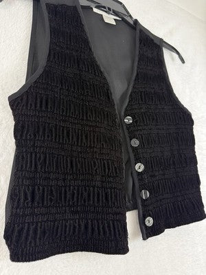 Vintage 90s Womens Small Black Velvet Vest Ruched The Limited Whimsy Goth
