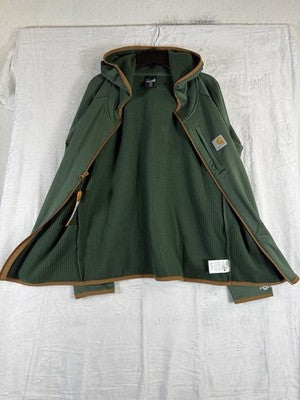 Carhartt Boys Jacket Large Green Hooded Pockets Force Full Zip Kids New NWT