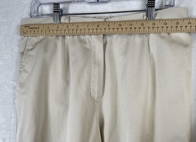 LL Bean Chino Pants Womens 16 Petite Original Fit Beige Khakis High Rise Cotton