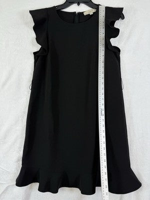 Ann Taylor LOFT Dress 4 Petite S Hi pet Black Ruffle Sleeve A-Line Shift Womens