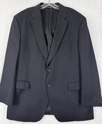 Jos A Bank Blazer 46r 100% Wool Mens Navy Blue Pinstriped Suit Jacket Sport Coat