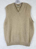 LL Bean Sweater Vest Mens XL Beige 100% Cotton V Neck