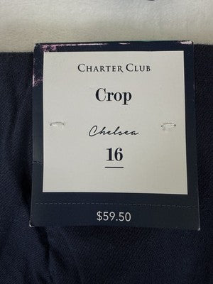 Charter Club Crop Pants 16 Blue Pull On Chelsea Skinny Leg Twill Womens New NWT