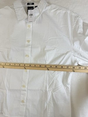 Gap Barrel Sleeve Crop Shirt Small Tall Women White Long Sleeve Top Button New