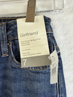 Gap Kids Girlfriend Jeans 7 Girls Dark Wash Blue New NWT